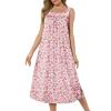 Ekouaer Long Sleeveless Nightgowns for Women Ladies Night Gown Embroidery Sleepdress Tank Nightdress Victorian Sleepshirt(White Pink Floral)