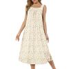 Ekouaer Long Sleeveless Nightgowns for Women Ladies Night Gown Embroidery Sleepdress Tank Nightdress Victorian Sleepshirt(Yellow Floral)