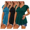 Ekouaer Maternity Shirts 3 Packs Flying Short Sleeve Nursing Tops Pregnancy Clothes(Lake Green+black+lake Blue(3pcs))
