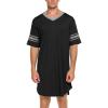 Ekouaer Men’s Nightshirt Comfy Nightwear Big&Tall V Neck Short Sleeve Soft Loose Pajama Sleep Shirt(Black)