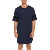 Ekouaer Men’s Nightshirt Comfy Nightwear Big&Tall V Neck Short Sleeve Soft Loose Pajama Sleep Shirt(Navy Blue)
