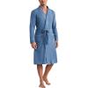 Ekouaer Mens Robes Lightweight Waffle Knit Kimono Bathrobe Long Sleeve Sleepwear Soft Knee Length Robe with Pockets S-3XL(Navy)