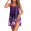 Ekouaer Nightgown Sexy Lingerie for Women Nightwear Lace Chemise Sleeveless Camisole Slip Dress Babydoll Sleepwear(Floral Purple Black)