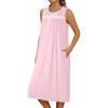 Ekouaer Nightgowns for Women Sleeveless House Dress Soft Victorian Nightgown Button Night Dress with Pockets S-XXL(Pink)