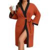 Ekouaer Plus Size Robe for Women Waffle Knit Bathrobe Short Lightweight Kimono Robes with Pockets Maternity Robe S-XXL(Caramel)