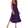 Ekouaer Sleeveless Nightgowns for Women Long Night Gown Pleated Full Length Sleepwear Tank Sleep Dress Slit Dress S-2XL(Deep Purple)