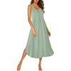 Ekouaer Sleeveless Nightgowns for Women Long Night Gown Pleated Full Length Sleepwear Tank Sleep Dress Slit Dress S-2XL(Light Green)
