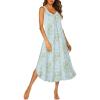 Ekouaer Sleeveless Nightgowns for Women Long Night Gown Pleated Full Length Sleepwear Tank Sleep Dress Slit Dress S-2XL(Little Daisy)
