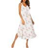 Ekouaer Sleeveless Nightgowns for Women Long Night Gown Pleated Full Length Sleepwear Tank Sleep Dress Slit Dress S-2XL(Pink Flower)
