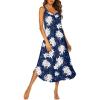 Ekouaer Sleeveless Nightgowns for Women Long Night Gown Pleated Full Length Sleepwear Tank Sleep Dress Slit Dress S-2XL(Silhouette Flowers)