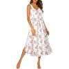 Ekouaer Sleeveless Nightgowns for Women Long Night Gown Pleated Full Length Sleepwear Tank Sleep Dress Slit Dress S-2XL(White Peach)