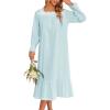 Ekouaer Victorian Nightgown 100% Cotton Long Sleeve Vintage Old Fashioned Gown for Women(Light Blue)