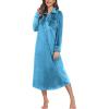 Ekouaer Women Flannel Nightgown Full Length Boyfriend Nightshirt Plaid Long Sleep Dress with Button Loungewear S-XXXL(Lake Blue)