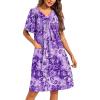 Ekouaer Womens House Dress Floral Print Moo Moos Nightgowns Moomoo Dresses Mumus with Pockets(Floral Purple)