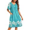 Ekouaer Womens House Dress Floral Print Moo Moos Nightgowns Moomoo Dresses Mumus with Pockets(Green)
