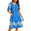 Ekouaer Womens House Dress Floral Print Moo Moos Nightgowns Moomoo Dresses Mumus with Pockets(Sky Blue)
