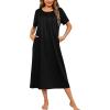 Ekouaer Women’s House Dress with Pockets Long Nightgowns for Women House Dress Pleated Front Moo Moos for Women S-XXXL(Black)