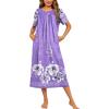 Ekouaer Women’s House Dress with Pockets Long Nightgowns for Women House Dress Pleated Front Moo Moos for Women S-XXXL(Floral Purple)