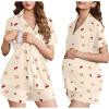 Ekouaer Women’s Maternity Nursing Pajama Sets Button Down Postpartum Pajamas Short Sleeve Breastfeeding Clothes(Cherry Teddy)