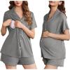 Ekouaer Women’s Maternity Nursing Pajama Sets Button Down Postpartum Pajamas Short Sleeve Breastfeeding Clothes(Middle Grey)