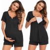 Ekouaer Women’s Maternity Nursing Pajama Sets Short Sleeve Postpartum Pajamas Breastfeeding Pregnancy Clothes(Black)