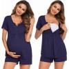 Ekouaer Women’s Maternity Nursing Pajama Sets Short Sleeve Postpartum Pajamas Breastfeeding Pregnancy Clothes(Blue)