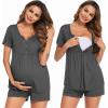Ekouaer Women’s Maternity Nursing Pajama Sets Short Sleeve Postpartum Pajamas Breastfeeding Pregnancy Clothes(Dark Grey)