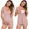 Ekouaer Women’s Maternity Nursing Pajama Sets Short Sleeve Postpartum Pajamas Breastfeeding Pregnancy Clothes(Dusty Pink)