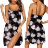 Ekouaer Womens Nightgown Pj Dress for Women Adjustable Spaghetti Chemise Sleeveless V Neck Sleepwear(Black White Love Print)