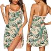 Ekouaer Womens Nightgown Pj Dress for Women Adjustable Spaghetti Chemise Sleeveless V Neck Sleepwear(Blue Leaf)