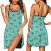 Ekouaer Womens Nightgown Pj Dress for Women Adjustable Spaghetti Chemise Sleeveless V Neck Sleepwear(Green Butterfly Print)
