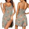 Ekouaer Womens Nightgown Pj Dress for Women Adjustable Spaghetti Chemise Sleeveless V Neck Sleepwear(Pink Flower)