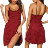Ekouaer Womens Nightgown Pj Dress for Women Adjustable Spaghetti Chemise Sleeveless V Neck Sleepwear(Red Love Print)