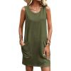 Ekouaer Womens Nightgown Sleeveless Nightgowns for Women with Pocekts Tank Dress Crew Neck Sleepwear S-XXL(Army Green)