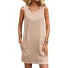 Ekouaer Womens Nightgown Sleeveless Nightgowns for Women with Pocekts Tank Dress Crew Neck Sleepwear S-XXL(Champagne)