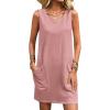 Ekouaer Womens Nightgown Sleeveless Nightgowns for Women with Pocekts Tank Dress Crew Neck Sleepwear S-XXL(Dark Pink)