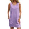 Ekouaer Womens Nightgown Sleeveless Nightgowns for Women with Pocekts Tank Dress Crew Neck Sleepwear S-XXL(Lilac)
