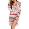 Ekouaer Women’s Nightgown Striped Tee Long Sleeve Comfy Sleep Nightshirt Button Down Pajama Dress(Red)