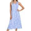 Ekouaer Women’s Nightgowns Long Sleeveless Night gown with Pockets Soft Ladies Nightdress(Blue Birds)
