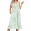 Ekouaer Women’s Nightgowns Long Sleeveless Night gown with Pockets Soft Ladies Nightdress(Floral Light Green)