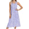 Ekouaer Women’s Nightgowns Long Sleeveless Night gown with Pockets Soft Ladies Nightdress(Floral Purple)