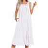 Ekouaer Women’s Nightgowns Long Sleeveless Night gown with Pockets Soft Ladies Nightdress(Floral White)