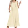 Ekouaer Women’s Nightgowns Long Sleeveless Night gown with Pockets Soft Ladies Nightdress(Lemon)
