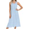 Ekouaer Women’s Nightgowns Long Sleeveless Night gown with Pockets Soft Ladies Nightdress(Light Blue)