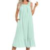 Ekouaer Women’s Nightgowns Long Sleeveless Night gown with Pockets Soft Ladies Nightdress(Light Green)