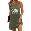 Ekouaer Women’s Tank Nightgown V Neck Sleepshirts Soft Sleeveless Chemise Nightdress S-XXL(Army Green Letter)
