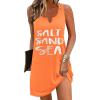 Ekouaer Women’s Tank Nightgown V Neck Sleepshirts Soft Sleeveless Chemise Nightdress S-XXL(Orange Letter)