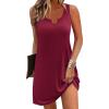 Ekouaer Women’s Tank Nightgown V Neck Sleepshirts Soft Sleeveless Chemise Nightdress S-XXL(Wine Red)