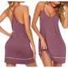 Ekouaer Women’s V Neck Racerback Sleeveless Nightgown(Dark Pink)