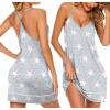 Ekouaer Women’s V Neck Racerback Sleeveless Nightgown(Grey Star)